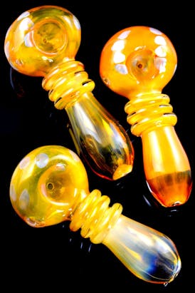 Thick Dotted Gold Fumed Color Changing Glass Rings Glass Pipe