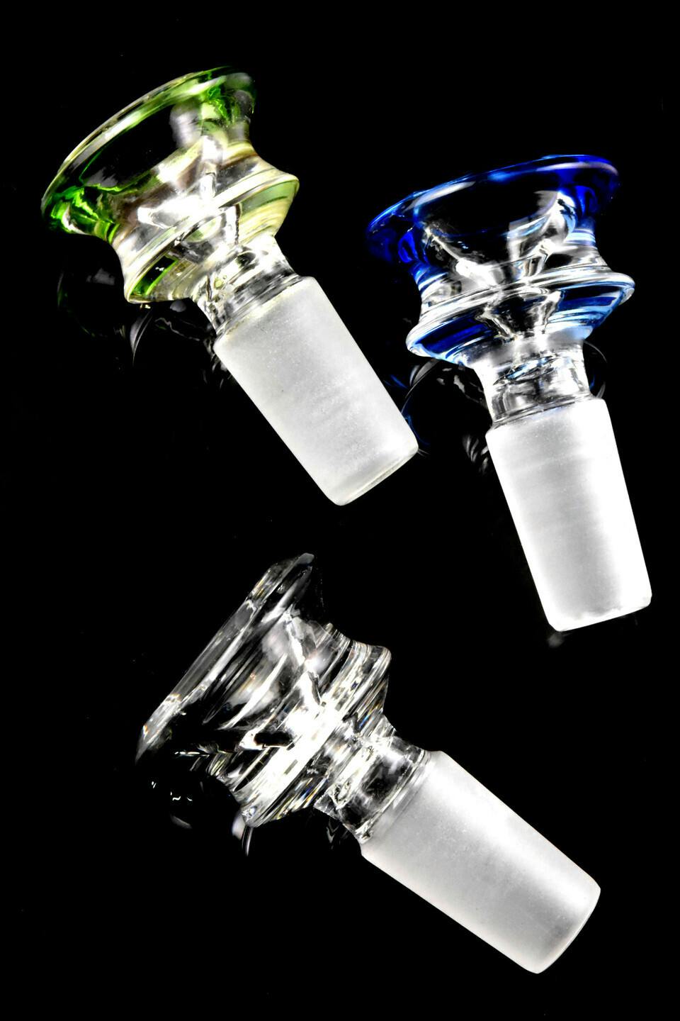 14.5 MM male colored rim glass on glass bowl at Dank Of The West