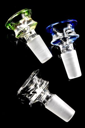 14.5 MM male colored rim glass on glass bowl
