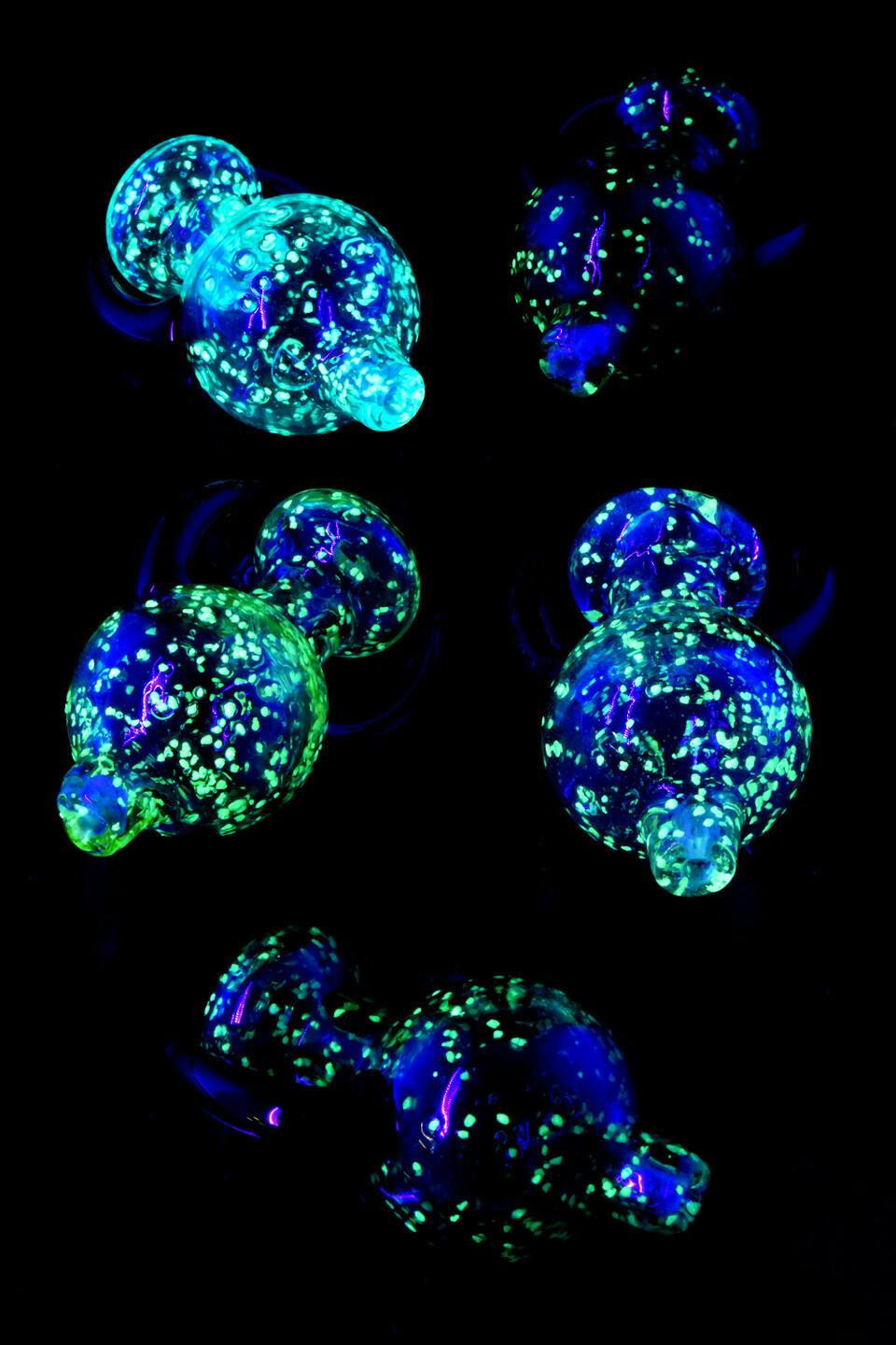 Glow in the dark Frit spiky glass bubble carb cap