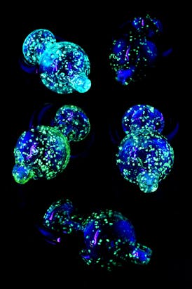 Glow in the dark Frit spiky glass bubble carb cap
