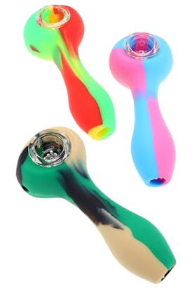 Silicone Hand Pipe W Glass Bowl P1360