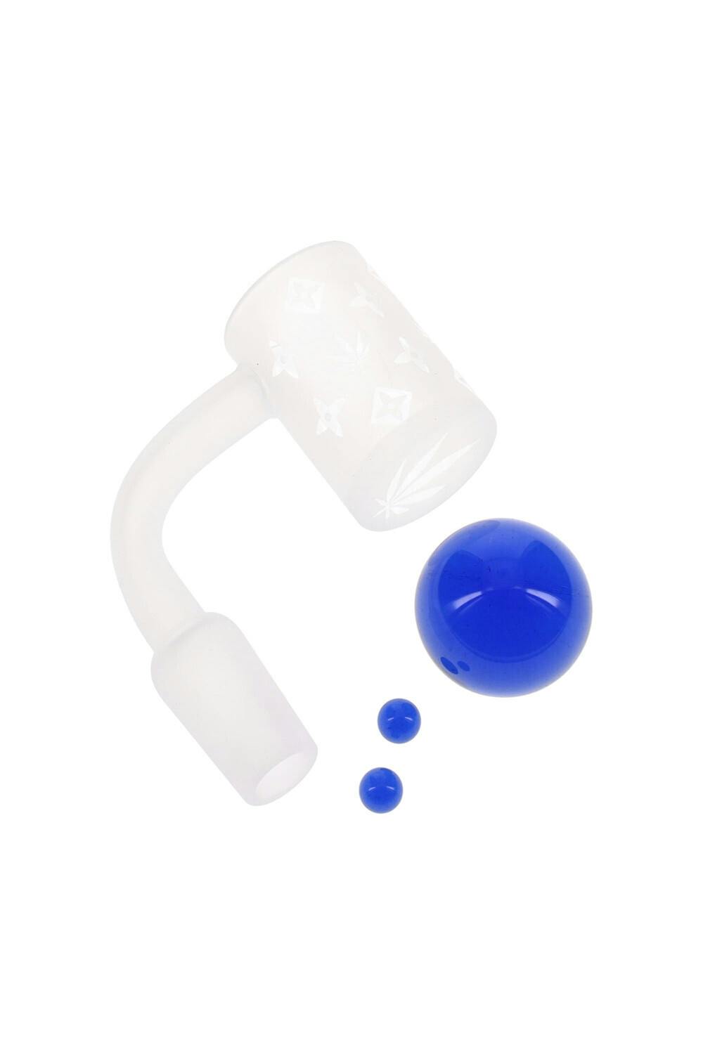 14.5mm Male Domeless Frosted Quartz Flat Top Banger Nail W Banger Beads BS893