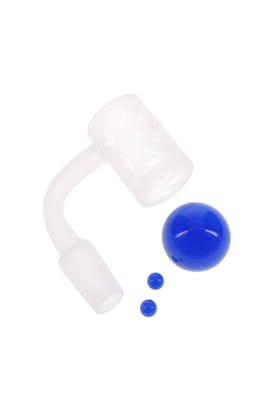 14.5mm Male Domeless Frosted Quartz Flat Top Banger Nail W Banger Beads BS893
