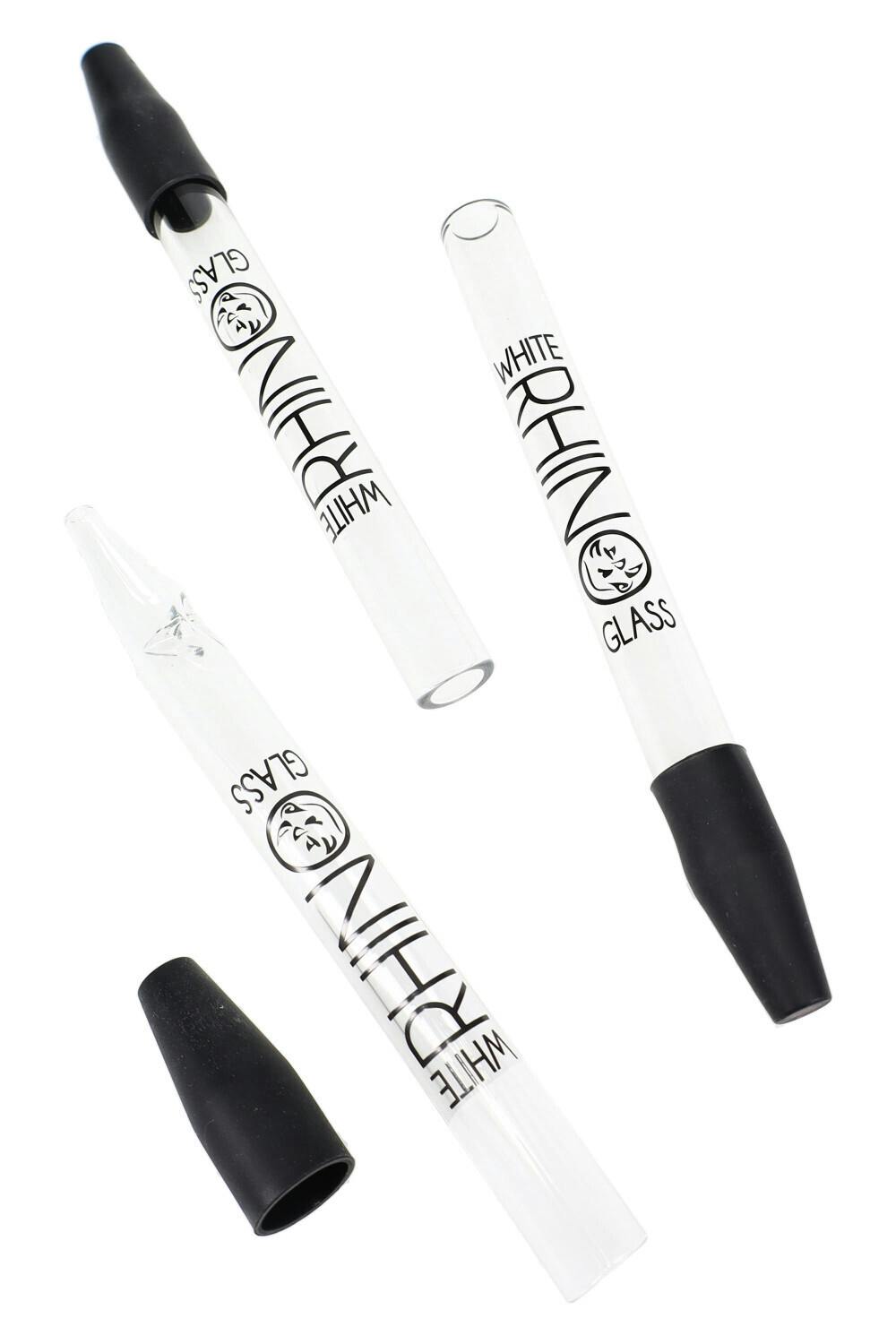 White Rhino Pyrex Glass Dab Straw W Silicone Cap P3210