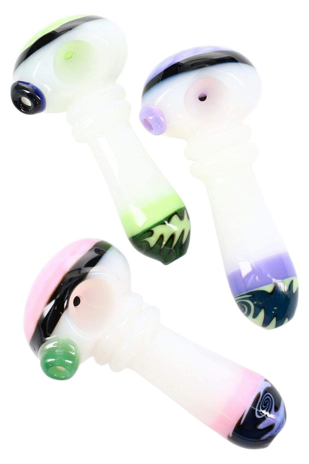 4" White Colored Neon Wig Wag Pipe