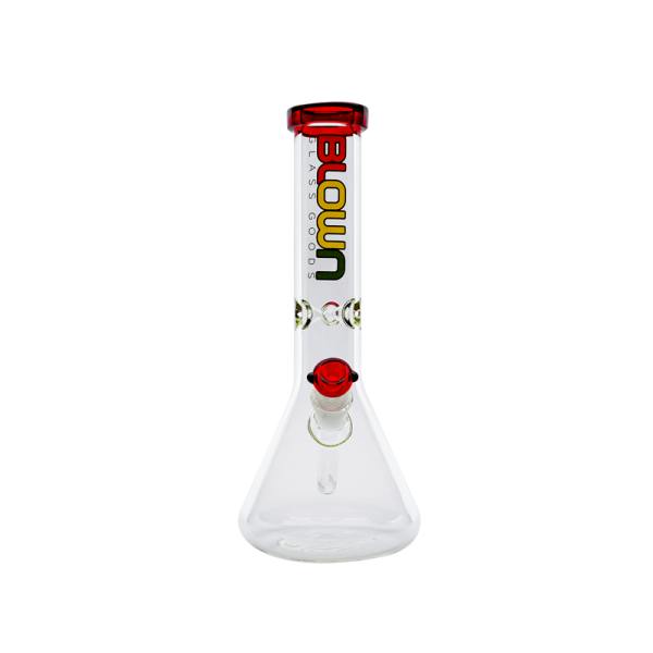 Blown 50mm 12" Color/ clear beaker w/ color matching bowl Red Elvis