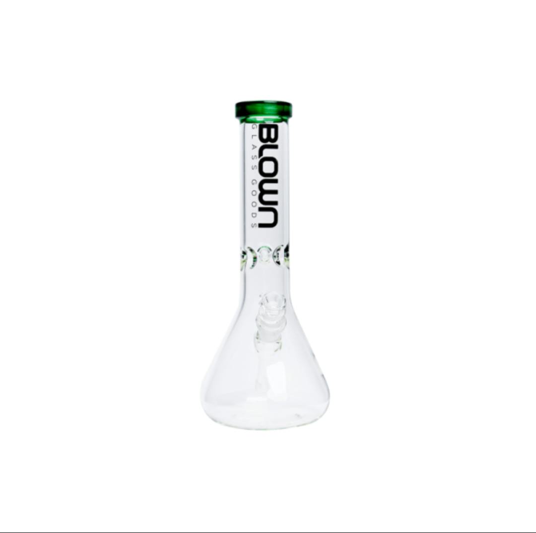 Blown 50mm 12" Color/ clear beaker w/ color matching bowlmoss green