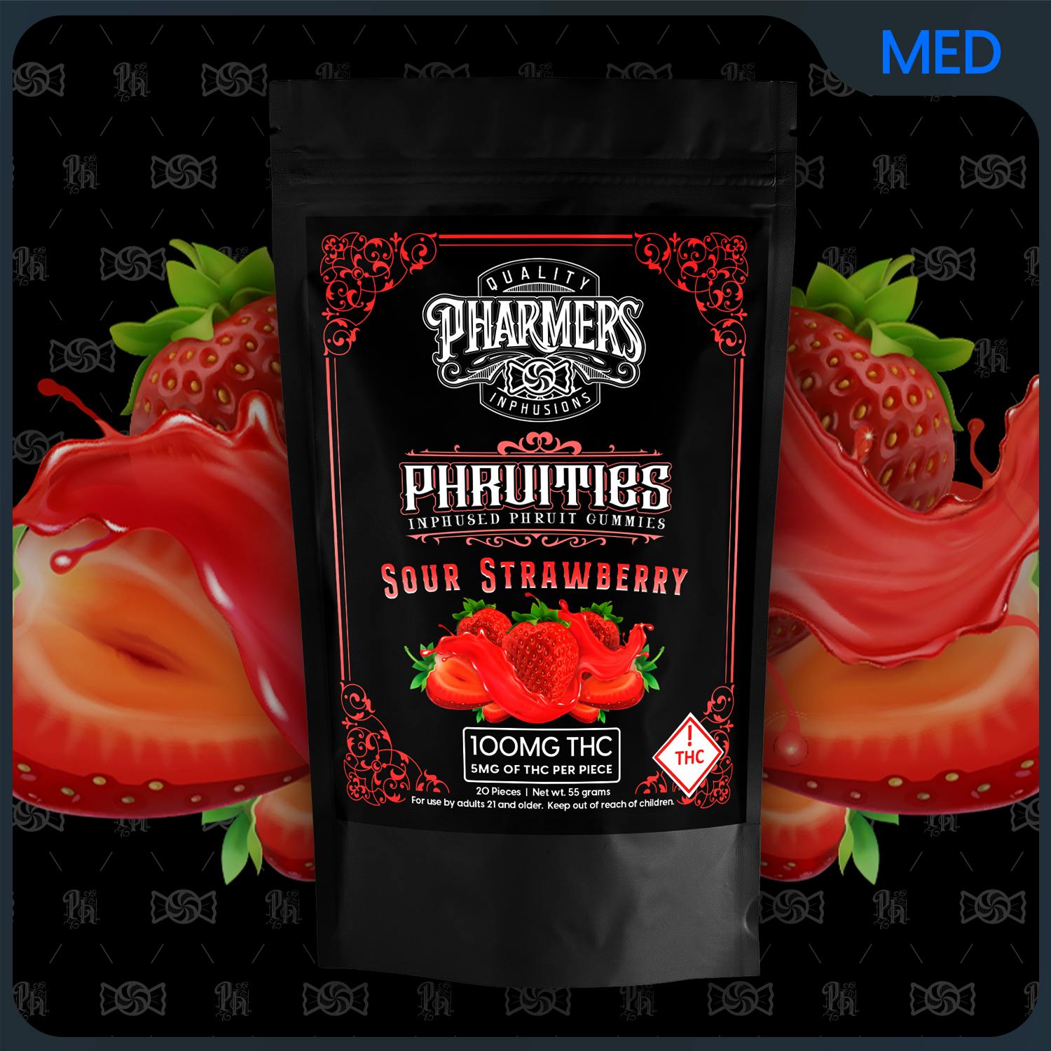 Sour Strawberry 1000mg Phruities
