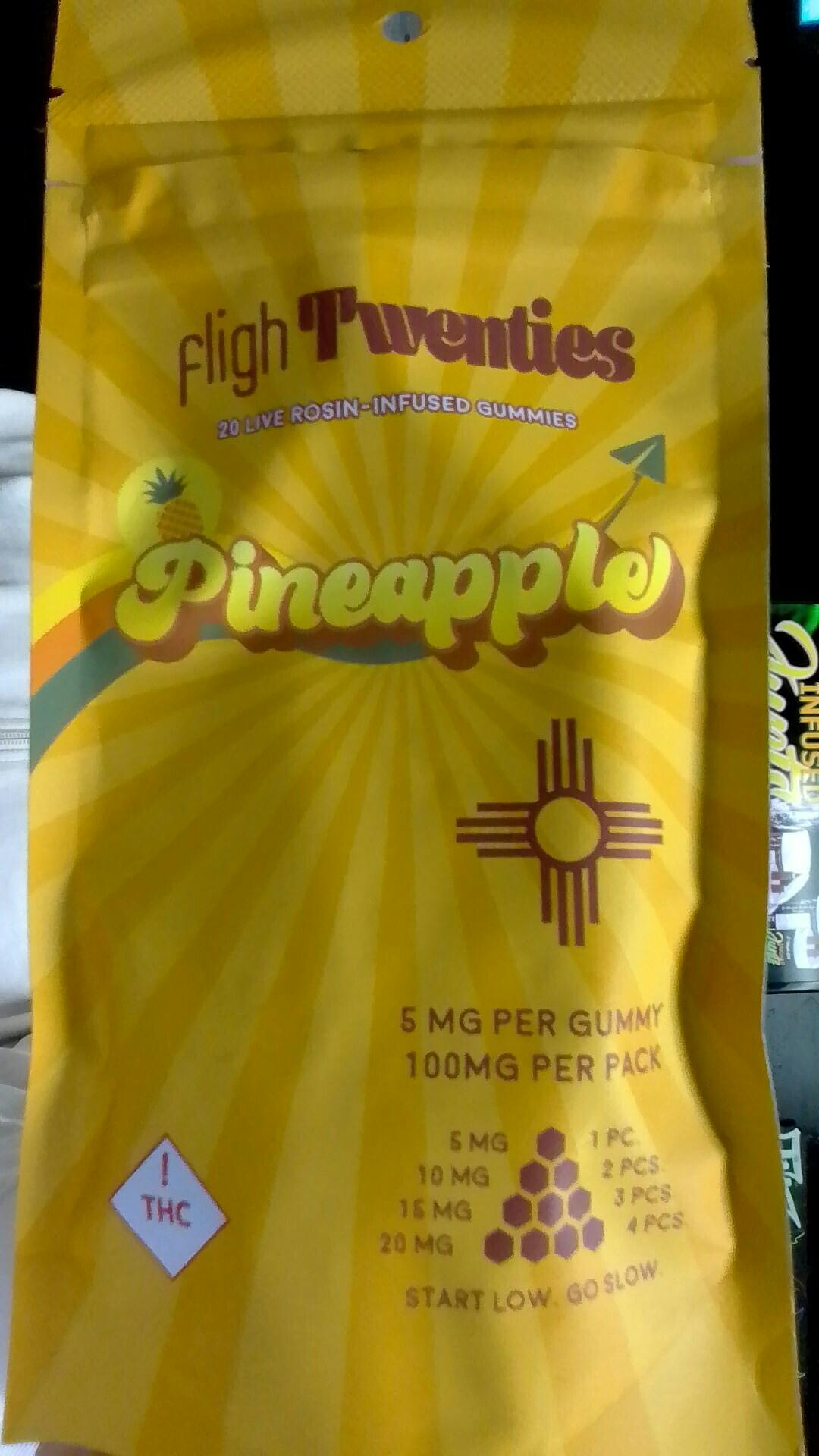 Fligh 100mg LIVE ROSIN Pineapple Gummies