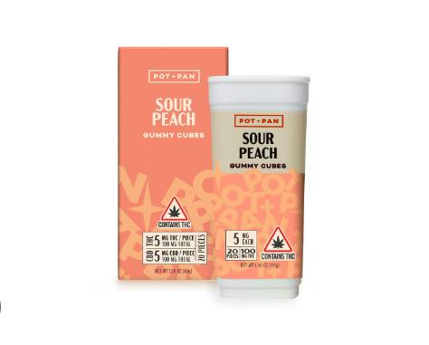 Pot and Pan | 1:1 Sour Peach 5mg Gummies 20 Pack