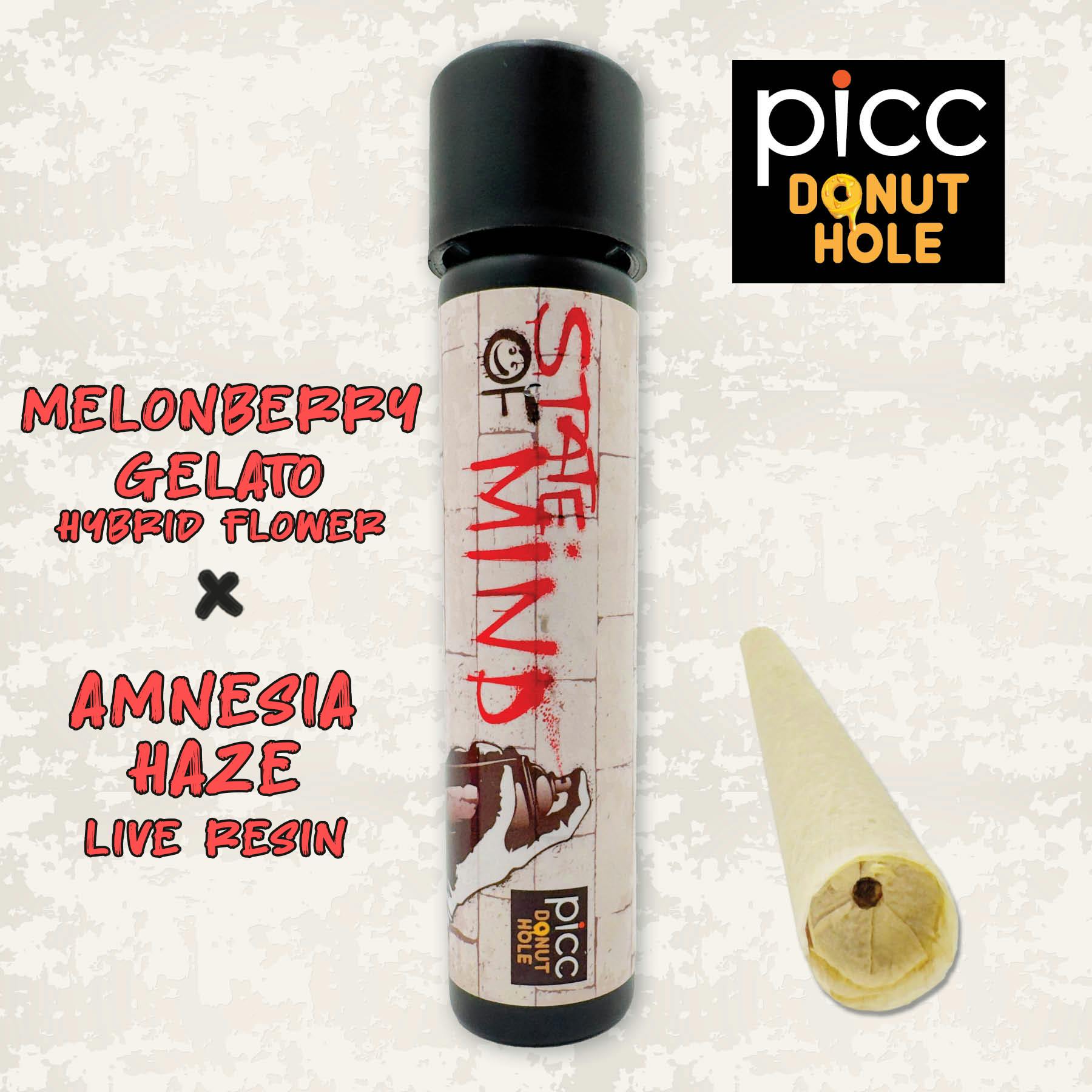 MELONBERRY GELATO X AMNESIA HAZE LIVE RESIN STATE OF MIND 1G INFUSED PREROLL