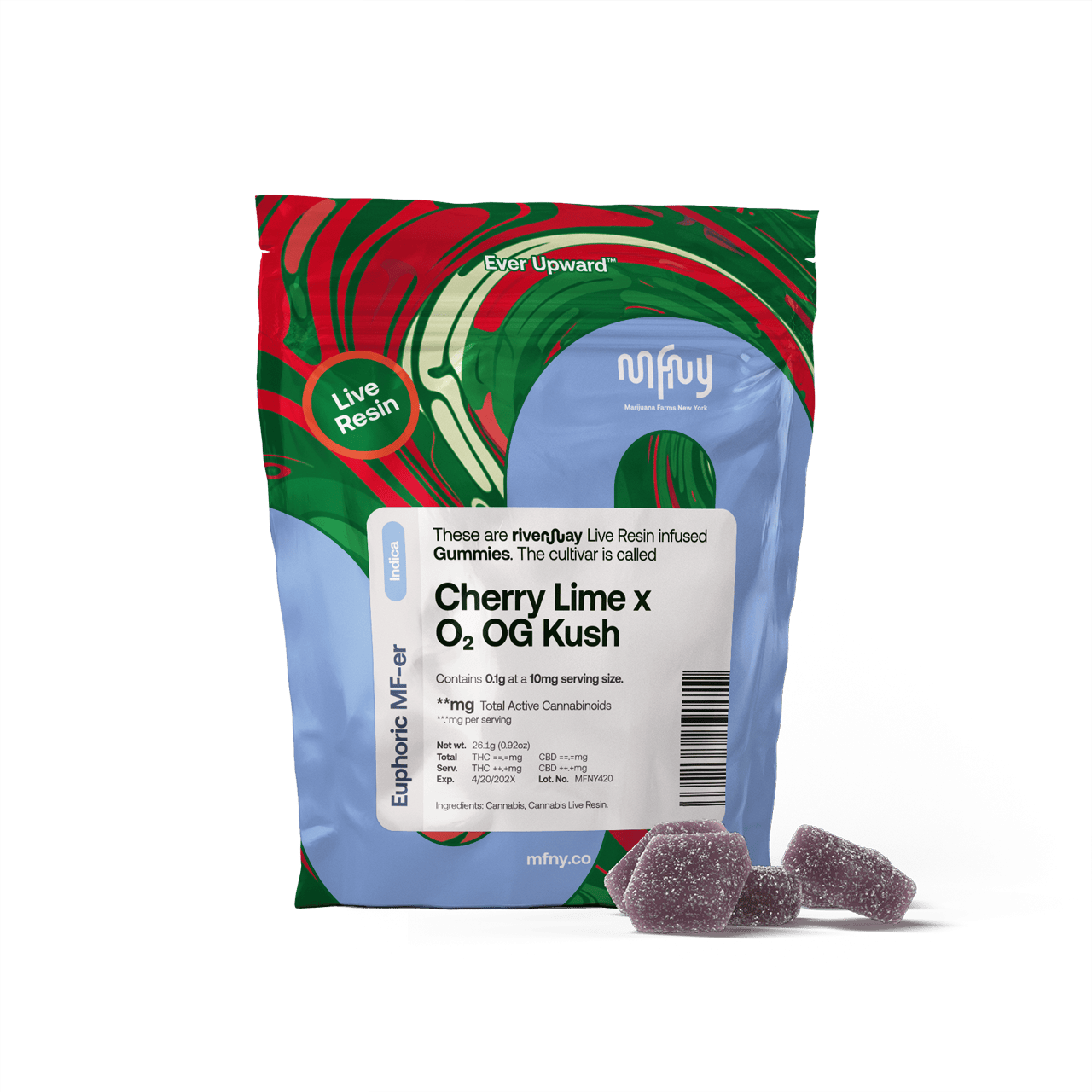 CHERRY LIME X O2 OG KUSH 100MG LIVE RESIN 10 PACK GUMMY