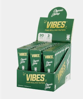 VIBES PAPERS ORGANIC HEMP CONES 1-1/4 GREEN BOX