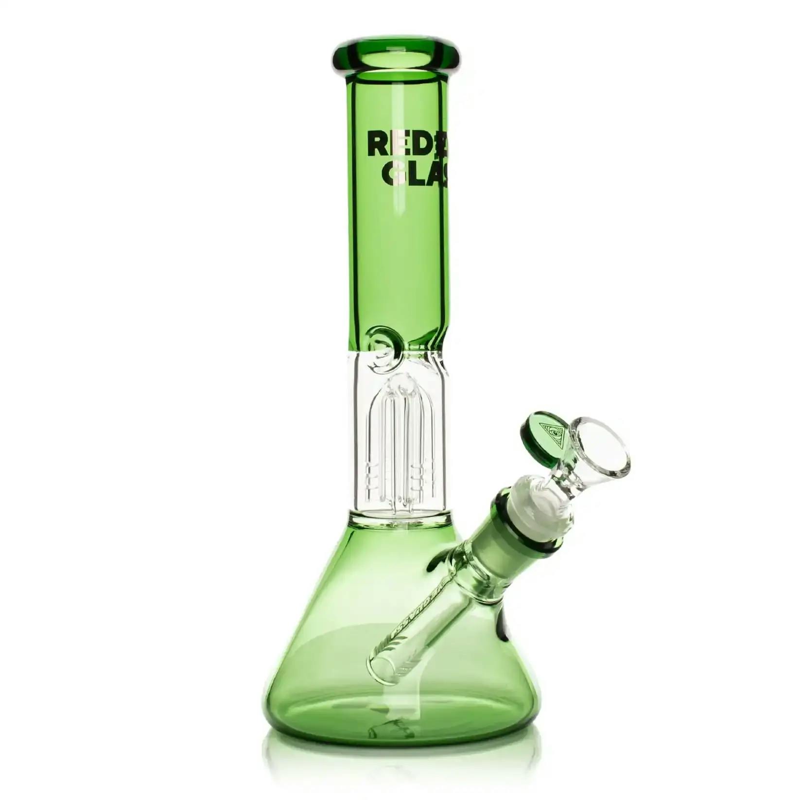 Red Eye Glass 10" Tall Green Beaker Base Bong W/ 4 Arm Tree Perc