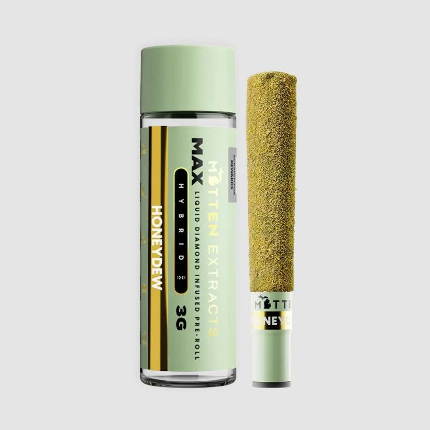 Mitten Extracts | 3g Liquid Diamond Infused Max Pre-roll | Honeydew (Hybrid)