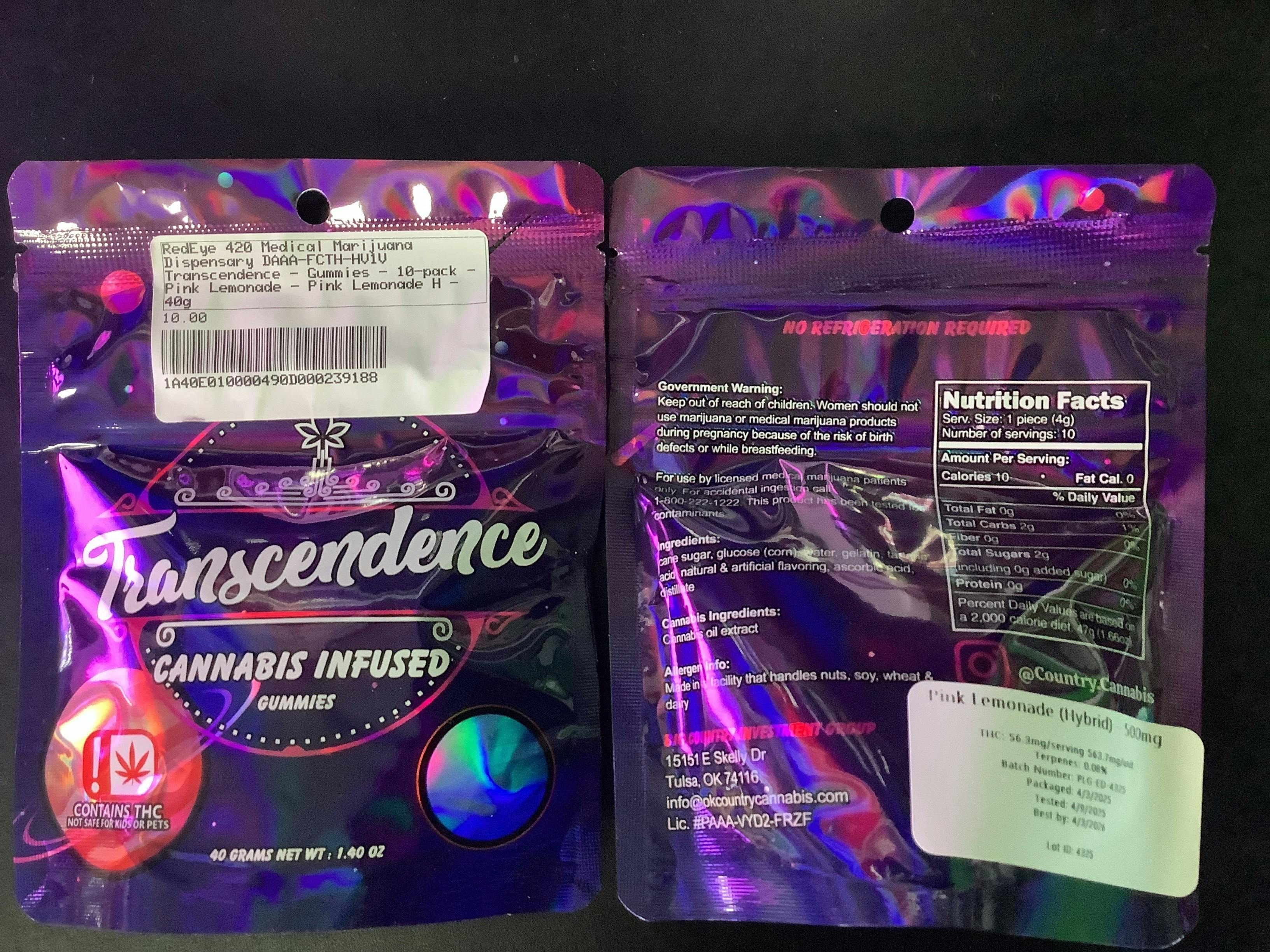 Transcendence - Gummies - 10-pack - Pink Lemonade - Pink Lemonade H - 40g