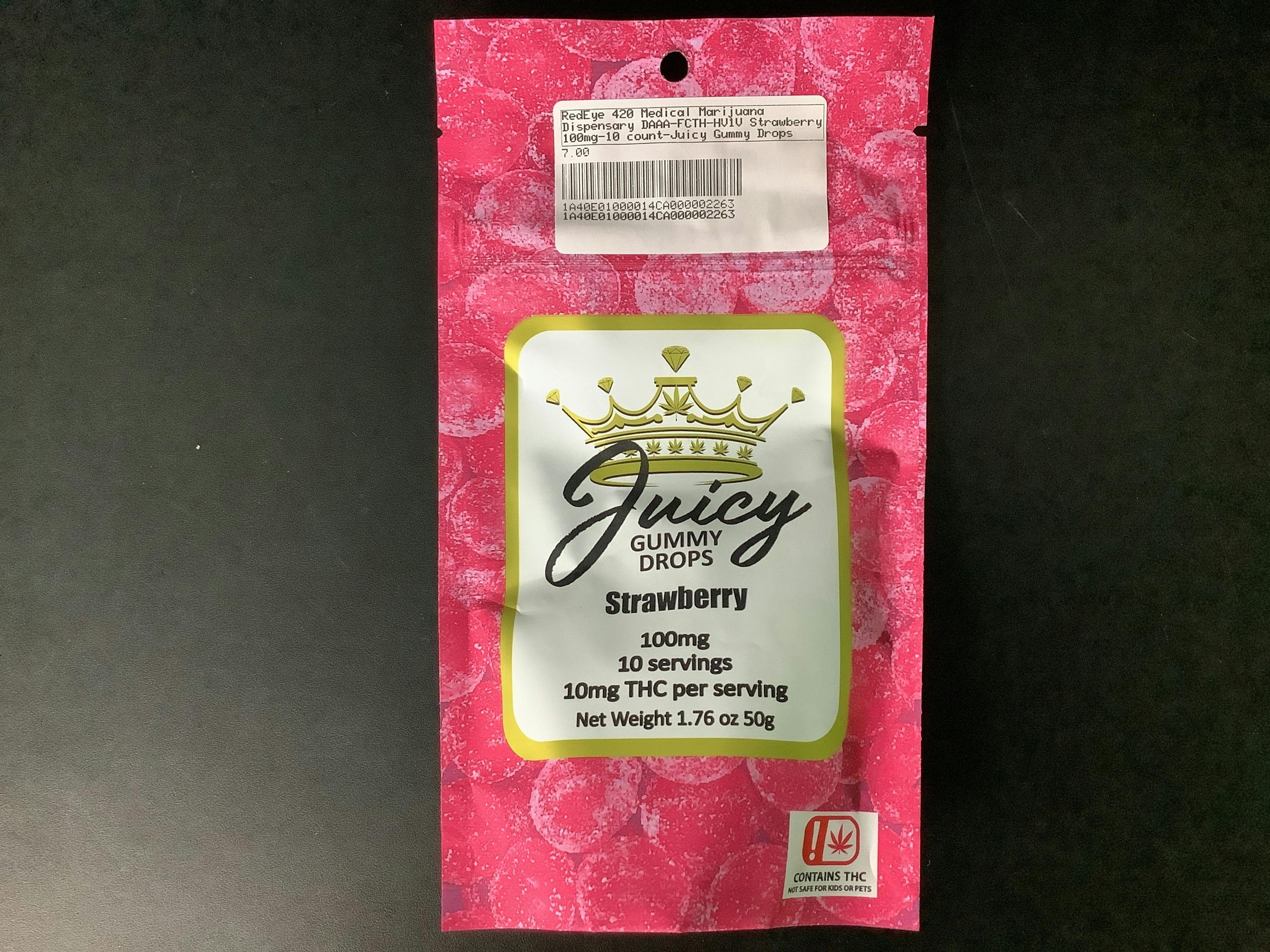 Strawberry 100mg-10 count-Juicy Gummy Drops