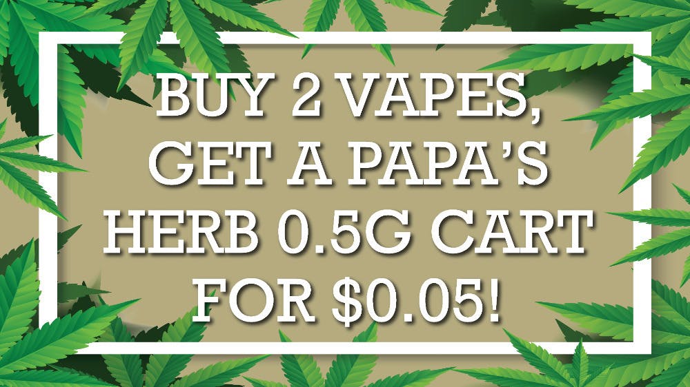 BUY 2 VAPES, GET A 0.5G CART! at Higher Level Seaside Weedmaps