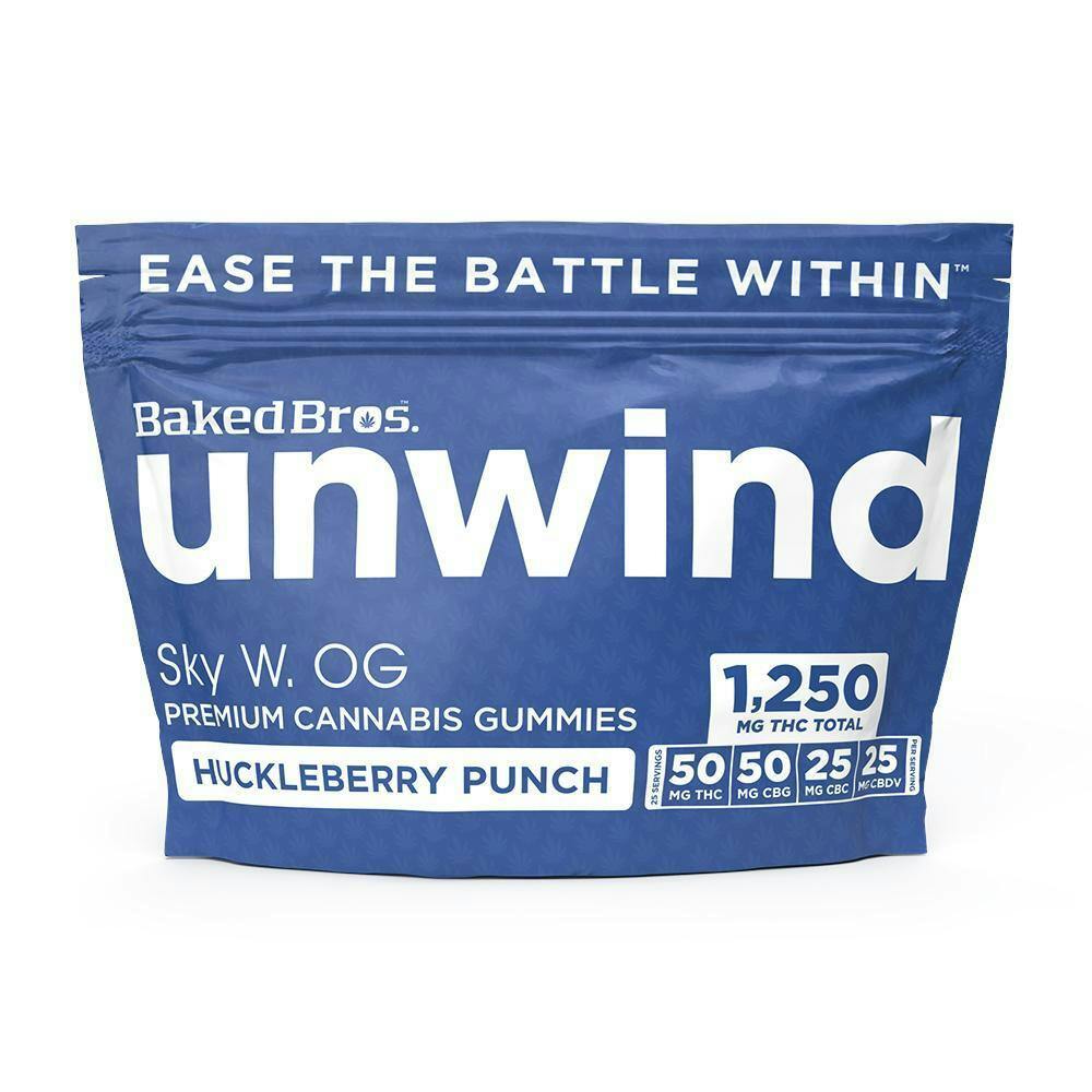 Baked Bros - Gummies 2:2:1:1 - Unwind Huckleberry Punch (I) (1250mg THC:CBG/625mg CBC:CBDV)