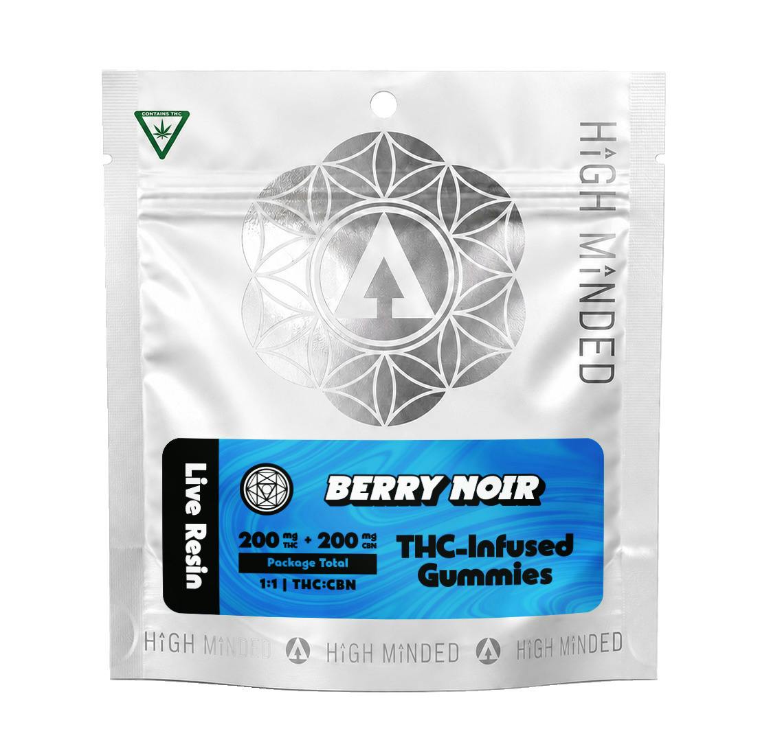 High Minded - Gummies - 200mg Live Resin - Berry Noir - 1:1 THC:CBN - Dream