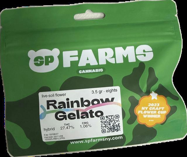 SP Farms | Flower | Rainbow Gelato | 3.5g | Hybrid | THC 27.47%