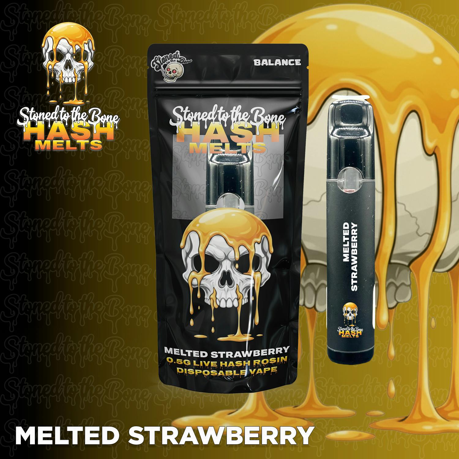Stoned to the Bone - Hash Rosin Melts Disposable 0.5g - Melted Strawberry - Balanace cannabis product