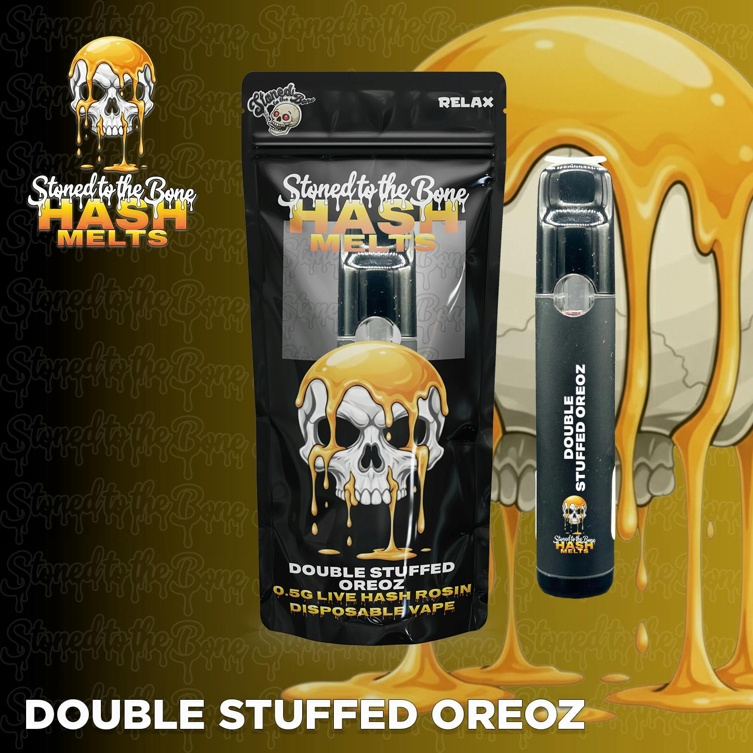 Stoned to the Bone - Hash Rosin Melts Disposable 0.5g - Double Stuffed Oreoz - Relax cannabis product