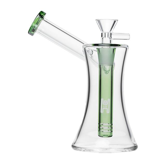 6" HOURGLASS SIDECAR CLEAR/GREEN