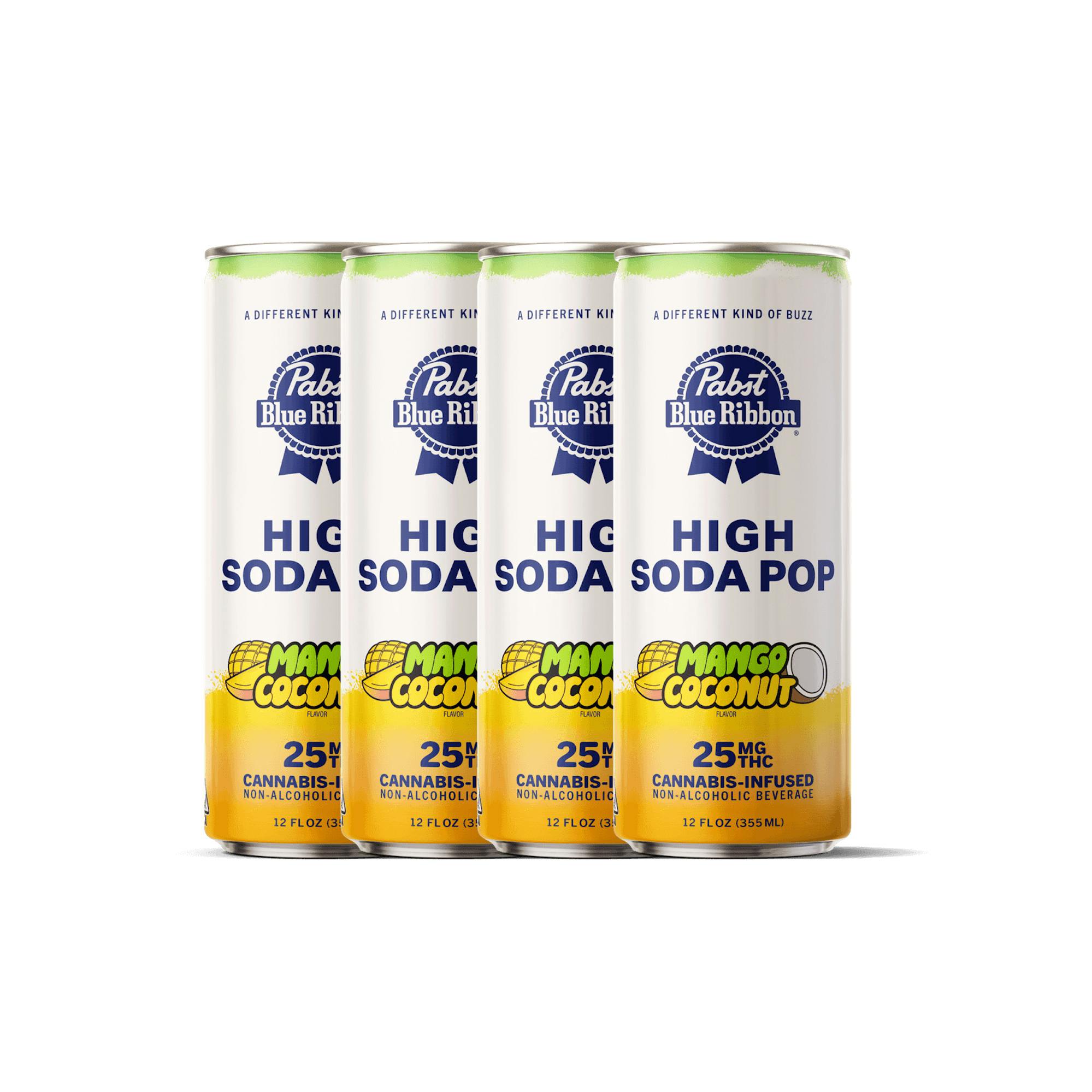 PABST | Cannabis Infused High Soda Pop - Mango Coconut | 25mg | 4 pack