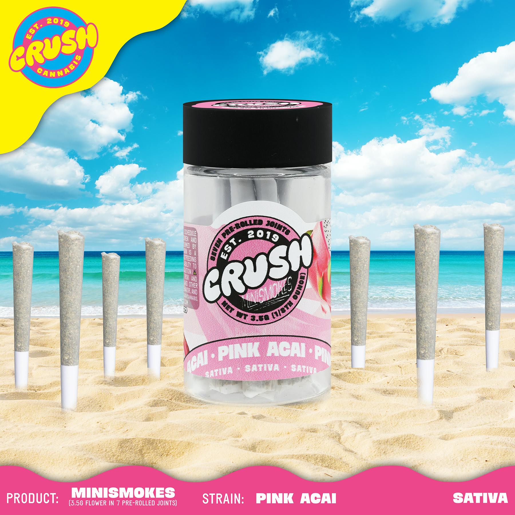 Pink Acai Sativa Crush Cannabis Mini Smokes - 3.5 g - 7 Pack