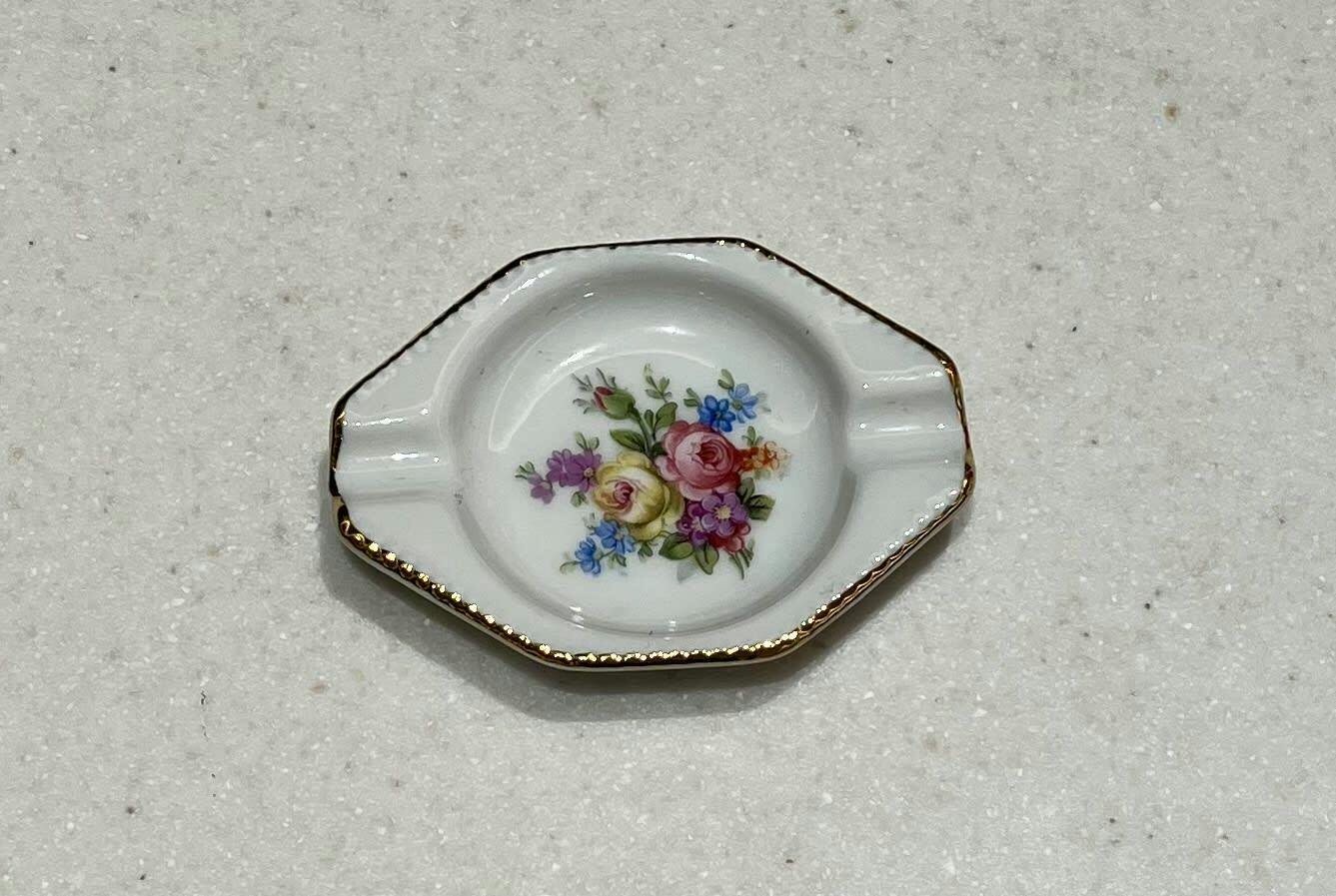 1950'S Gold & Flower Ashtrays - Gemma-1950'S Gold & Flower Ashtrays