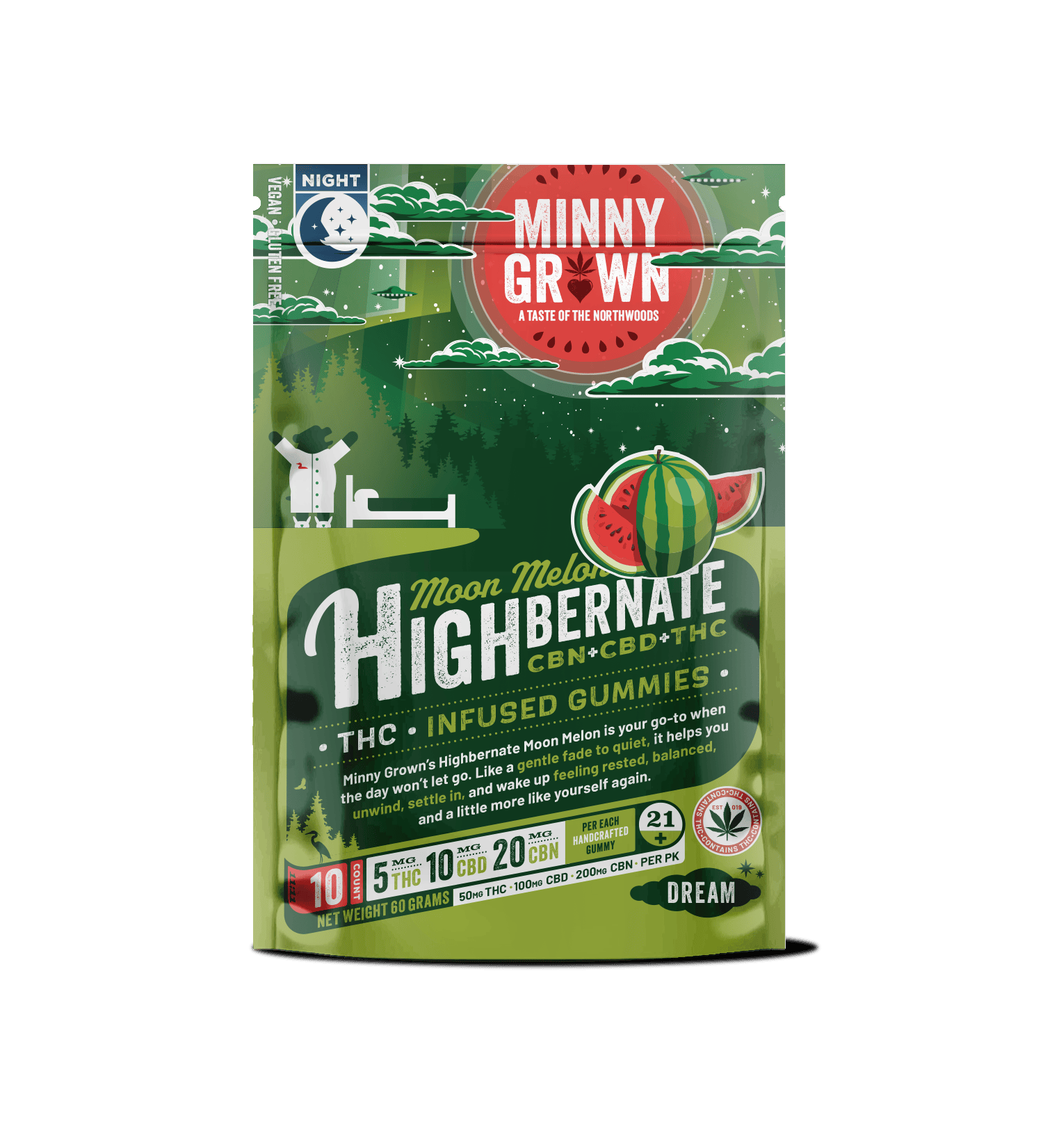 Minny Grown Gummies - Highbernate Moon Melon cannabis product