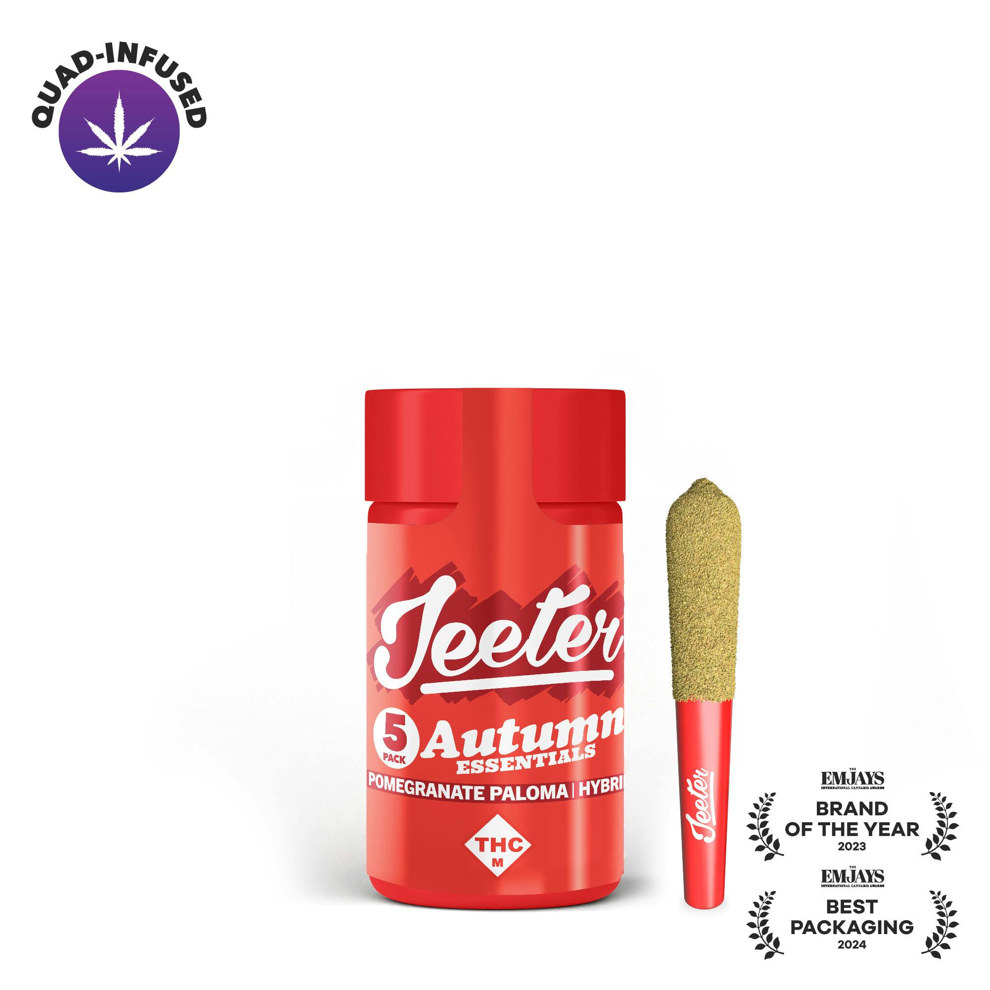 Jeeter: Quad Infused Pre-Roll Pack | Pomegranate Paloma | Baby Jeeter | 0.5g ea | 5pk