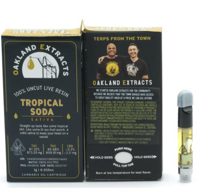 Oakland Extracts - 100% Uncut Live Resin CARTRIDGE 1g - Tropical Soda (S)