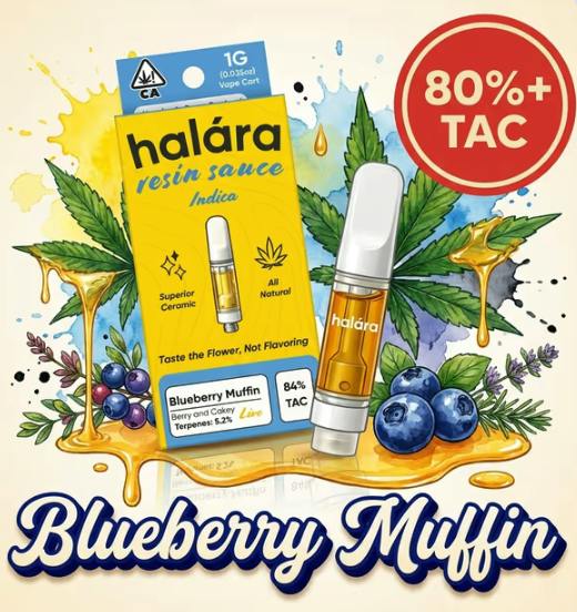 Halara - LIVE RESIN Sauce CARTRIDGE 1g - Blueberry Muffin (I)