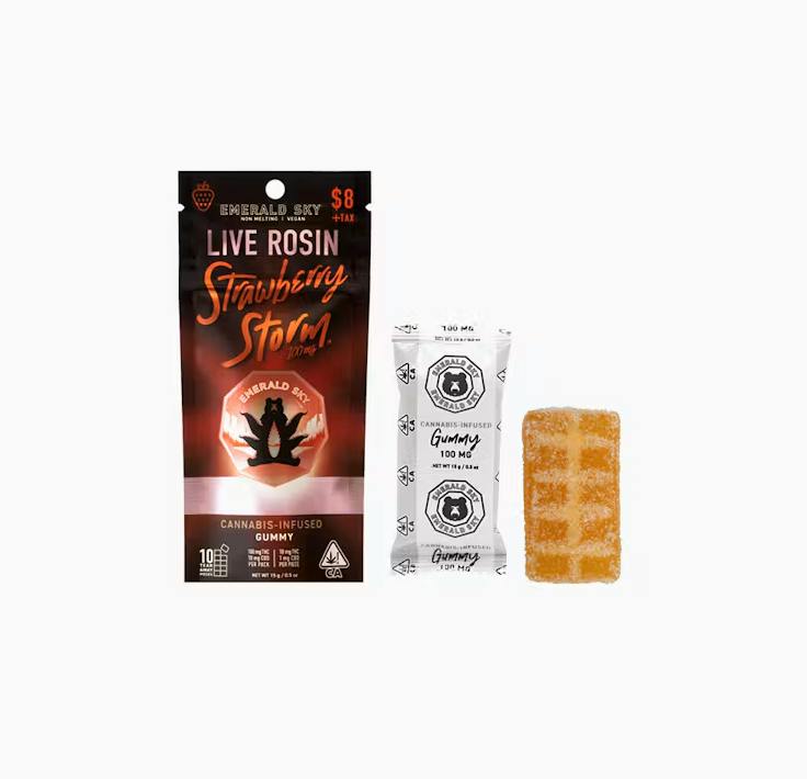 Strawberry Storm | Sativa Live Rosin Gummies | 100mg THC