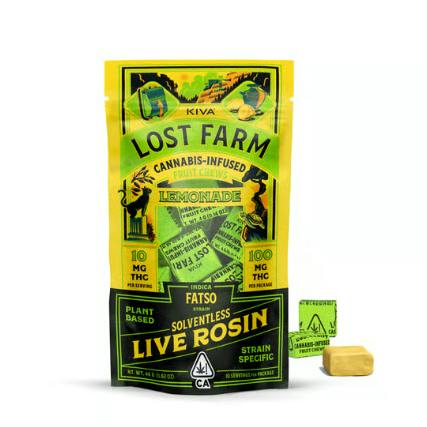 LEMONADE X FATSO | INDICA FRUIT CHEWS | LIVE ROSIN | 100MG | 10 PACK
