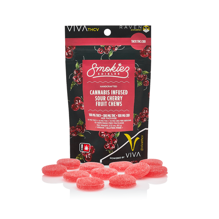 Smokiez Fruit Chews | Sour Cherry 1:2 100mg Rec cannabis product