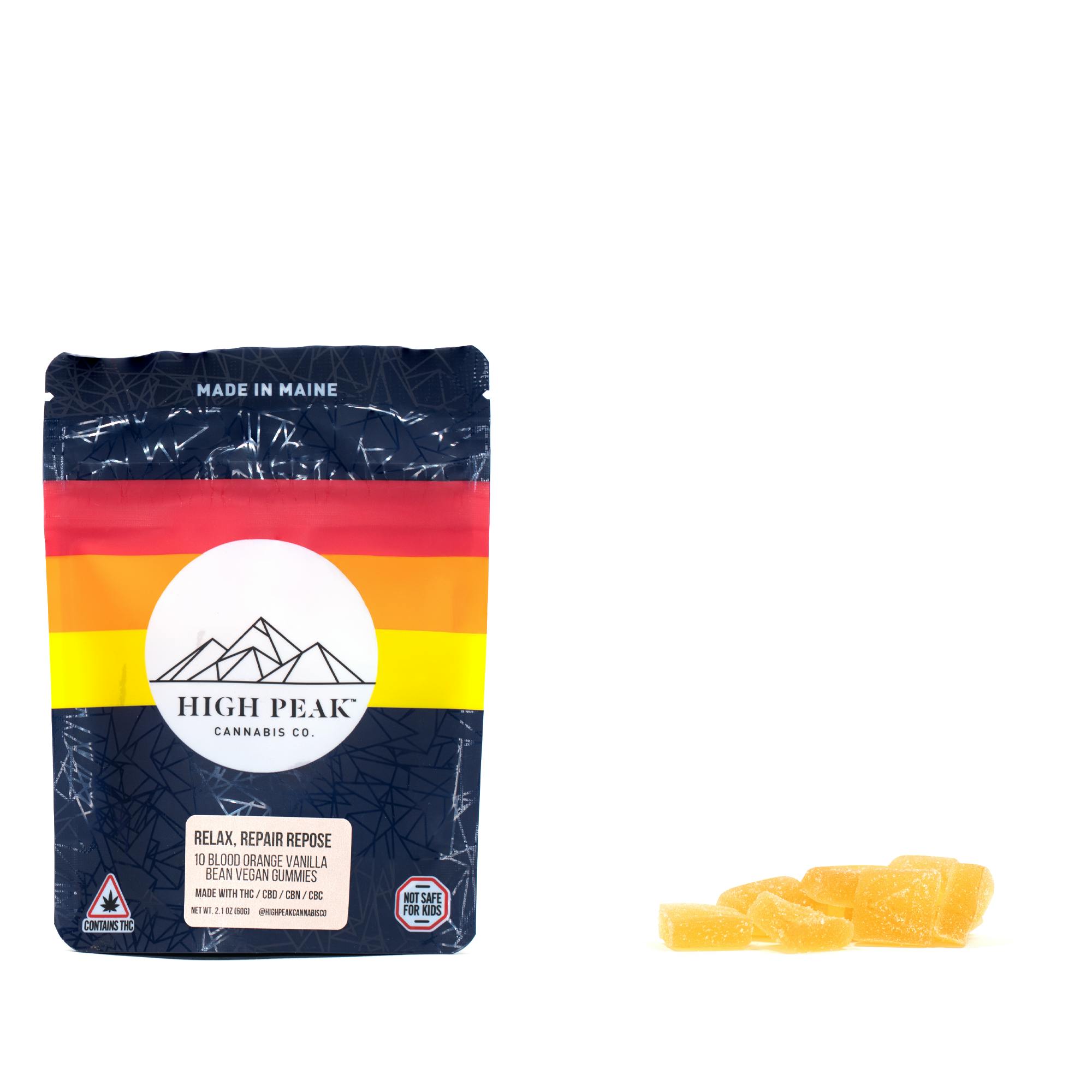 High Peak | Relax, Repair, Repose | Blood Orange Vanilla Bean | Hash Rosin Gummies | Adult Use | ...
