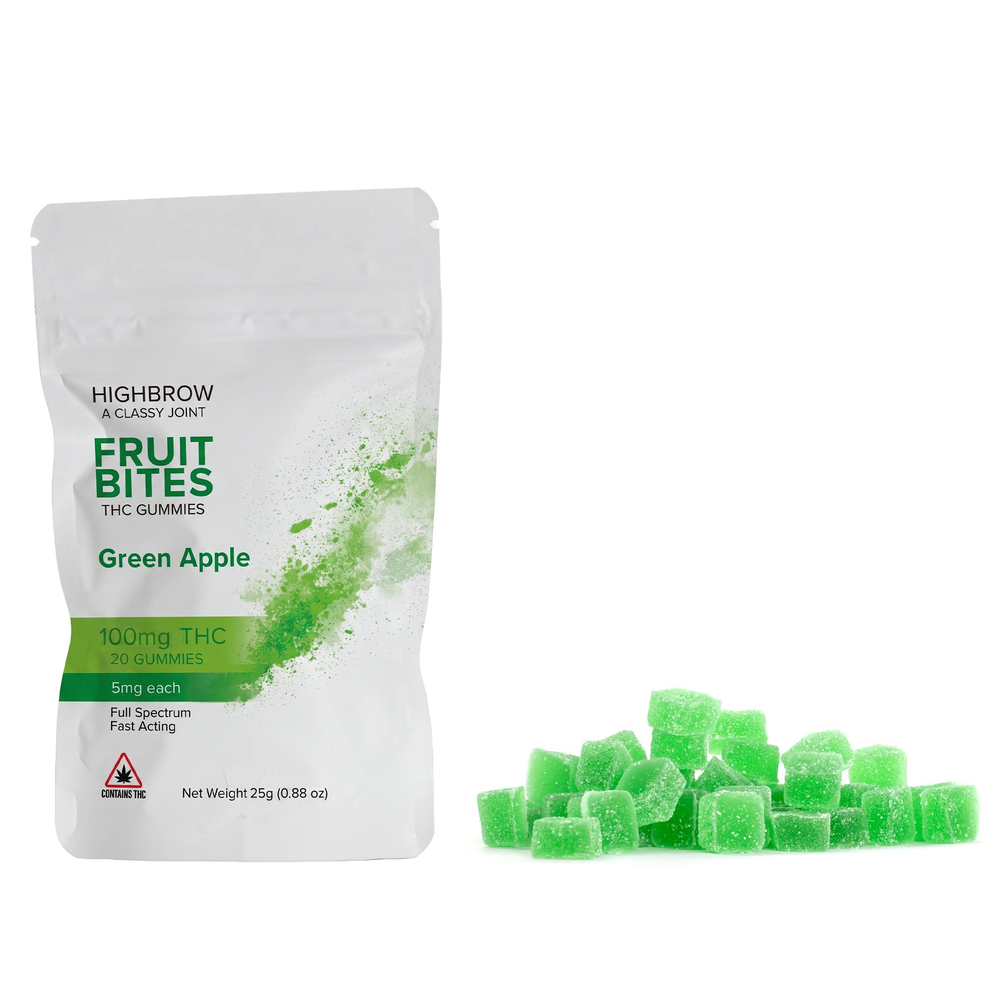 Highbrow | Green Apple Fruit Bites | 20pk | 100mg. at Highbrow