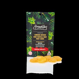 GUMMIES 100mg Sour Tropical SATIVA Fruit Chews - Smokiez