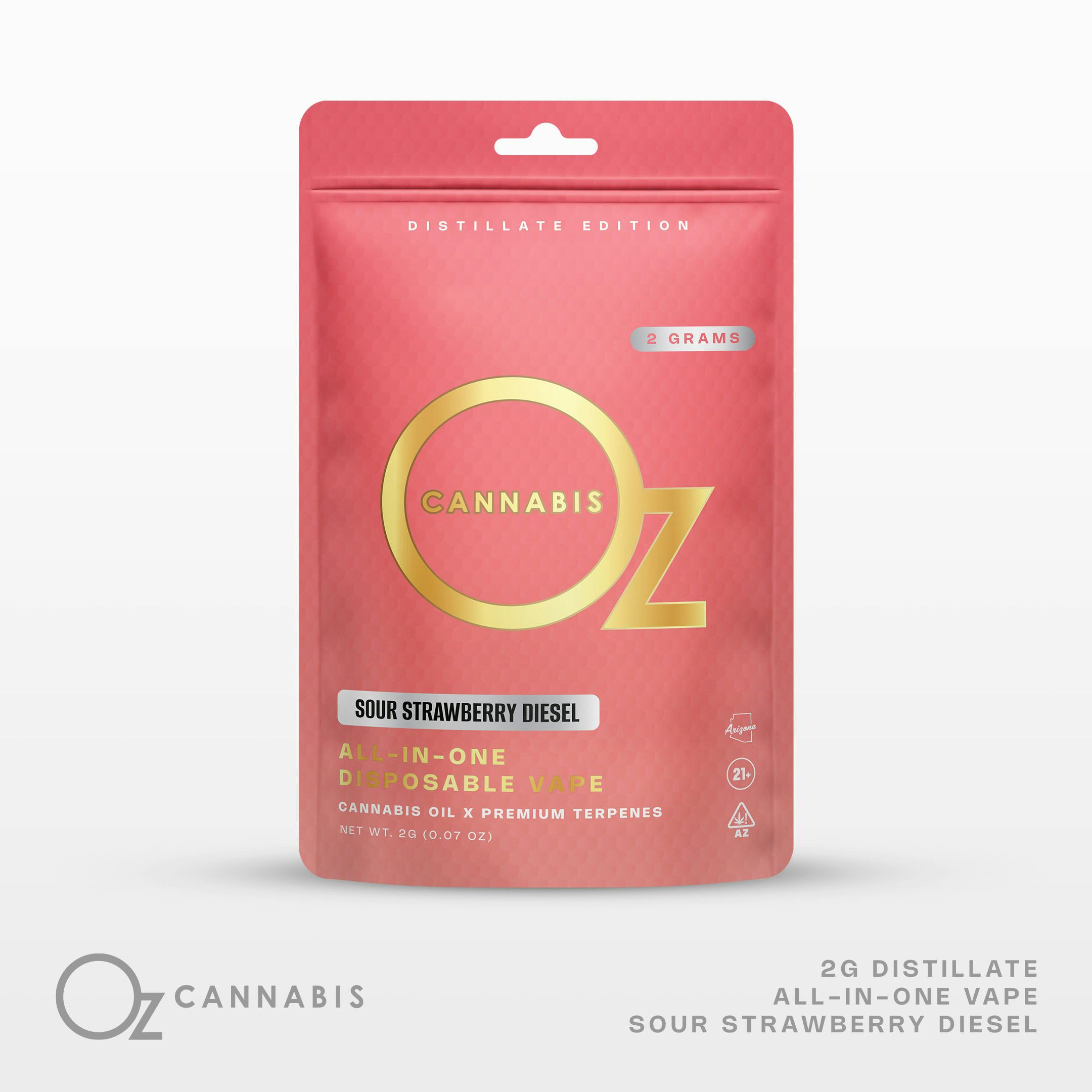 OZ Cannabis AIO Vape 2g Sour Strawberry Diesel