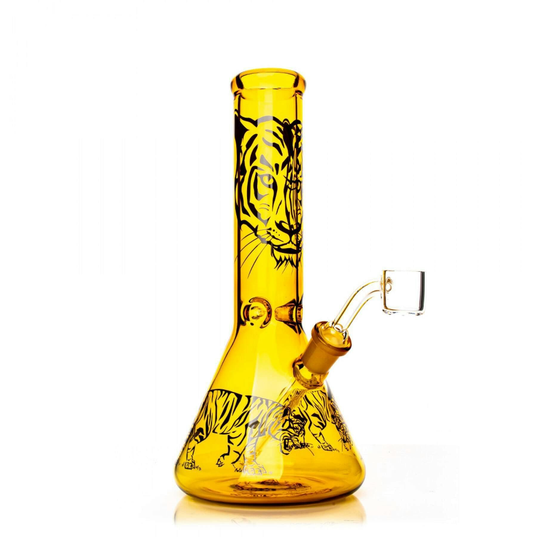 Red Eye Glass - 8.5" Honey Gold Tiger Beaker Base Rig