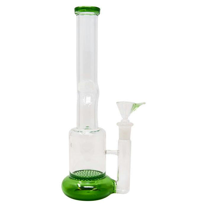ZH-10GRE Straight Green Honey Comb Glass Bong