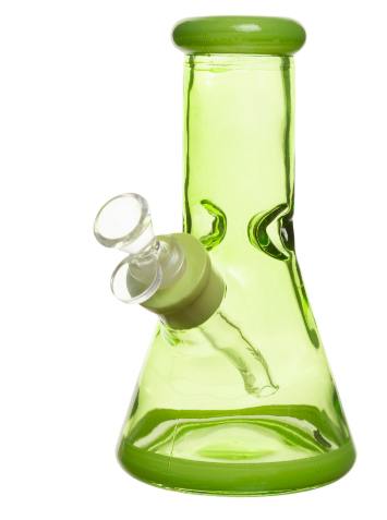 8" 7mm Clear Glass Bong - green