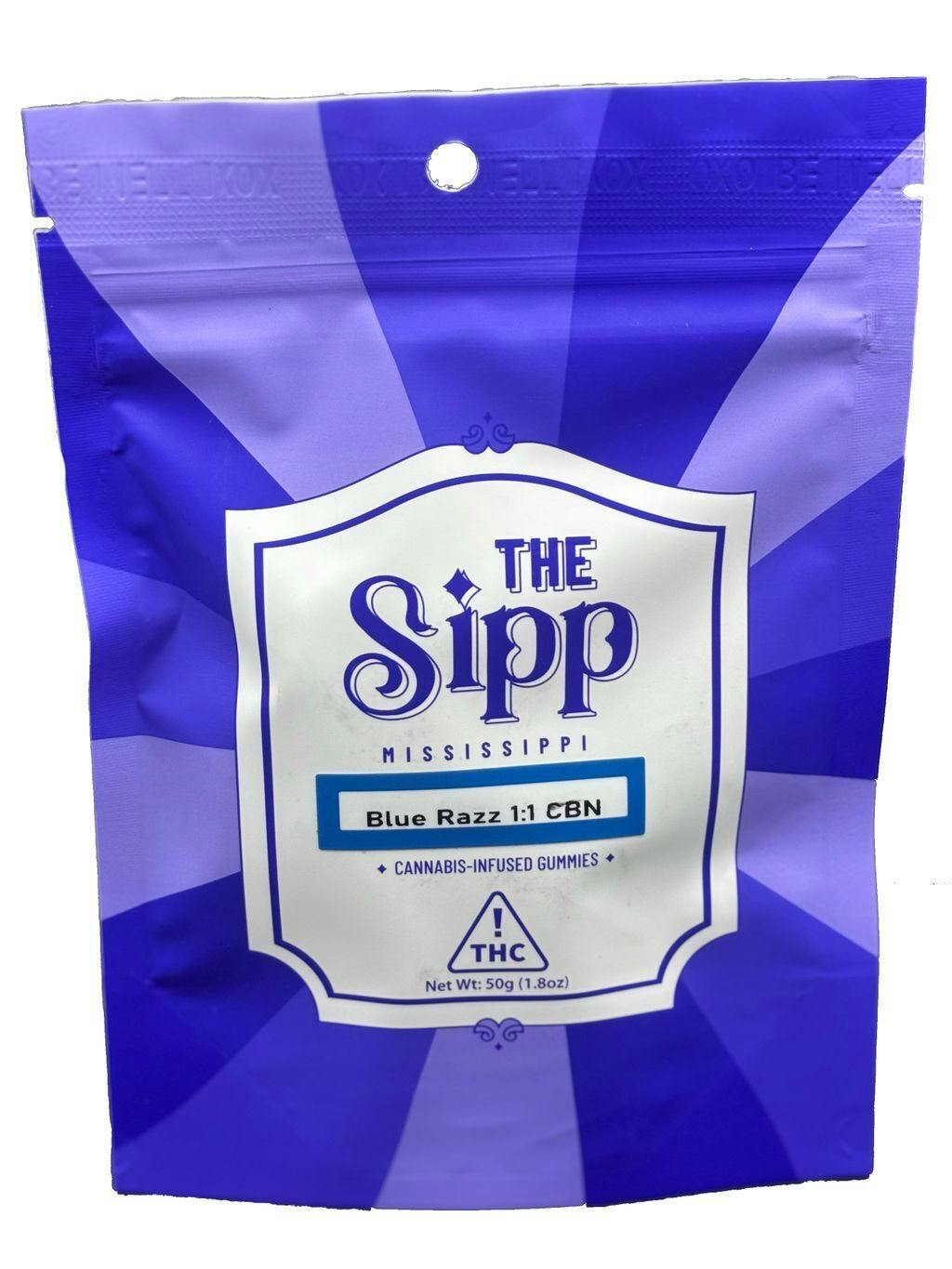The Sipp Blue Razz Sleep Gummies 100mg