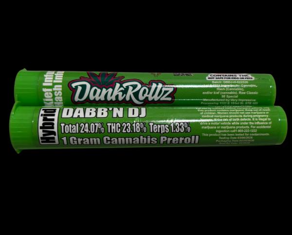 Dank Rollz | Dabb'N Dj | Hybrid | 1g Infused Pre-roll at Affordable Medical Cannabis Dispensary-Claremore