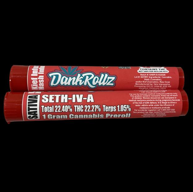 Dank Rollz | Seth-IV-A | Sativa | 1g Infused Pre-roll at Affordable Medical Cannabis Dispensary-Claremore