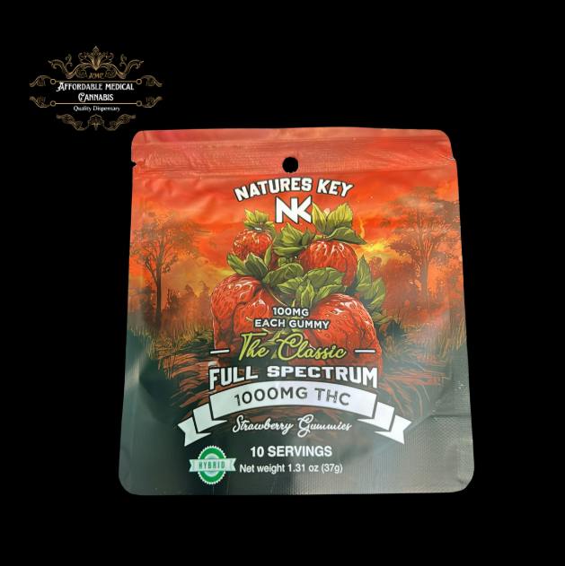 Natures Key | Strawberry | Hybrid | 1000mg Gummies